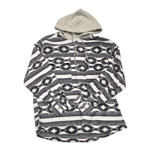 NWT No Boundaries Polar Fleece Hoodie Mens XL 46-48 Grey Aztec Print
